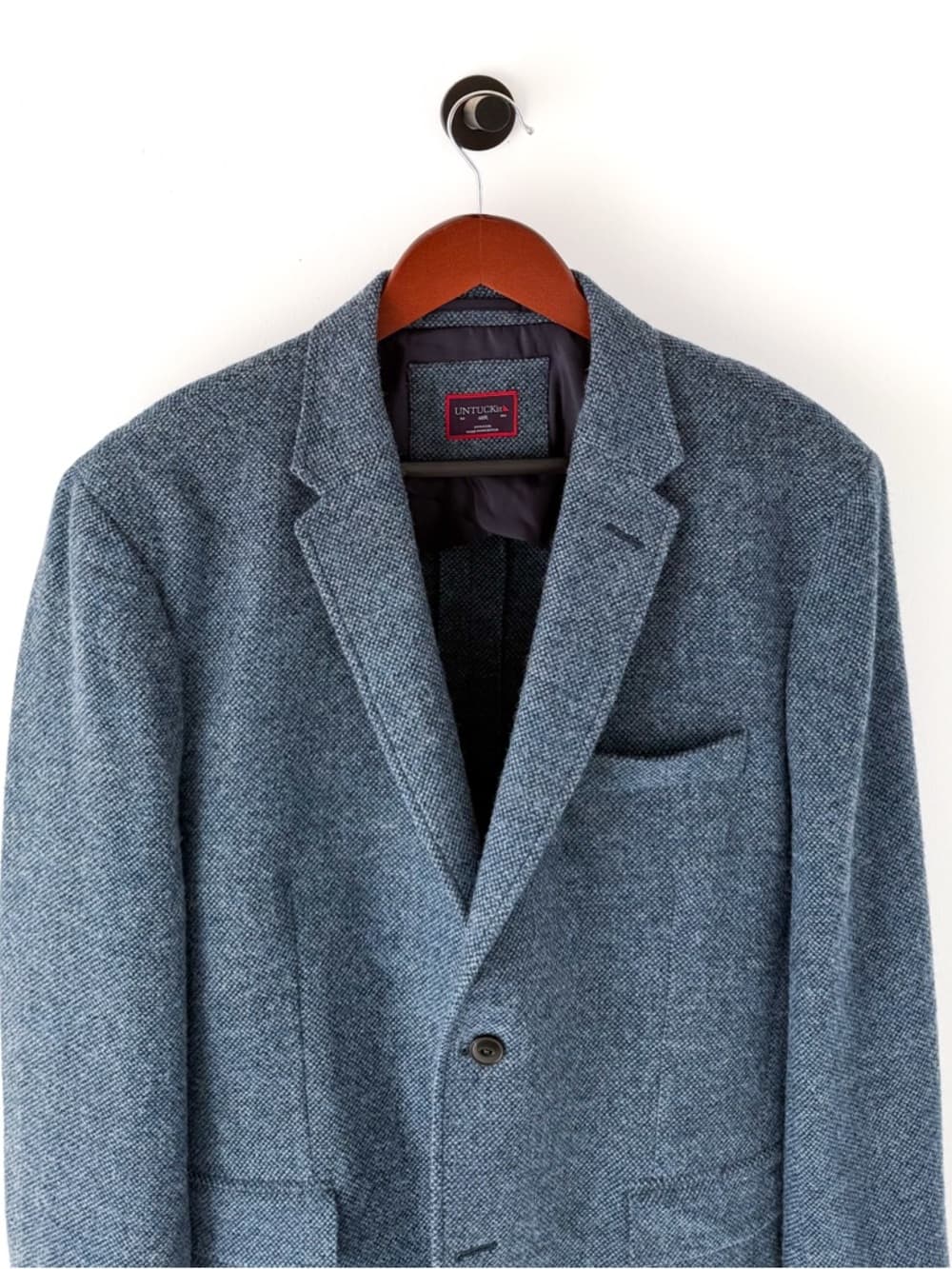 New UNTUCKit Flannel Italian Wool Blazer Sport Coat Piper Blue Mens 40R - Thumbnail 7
