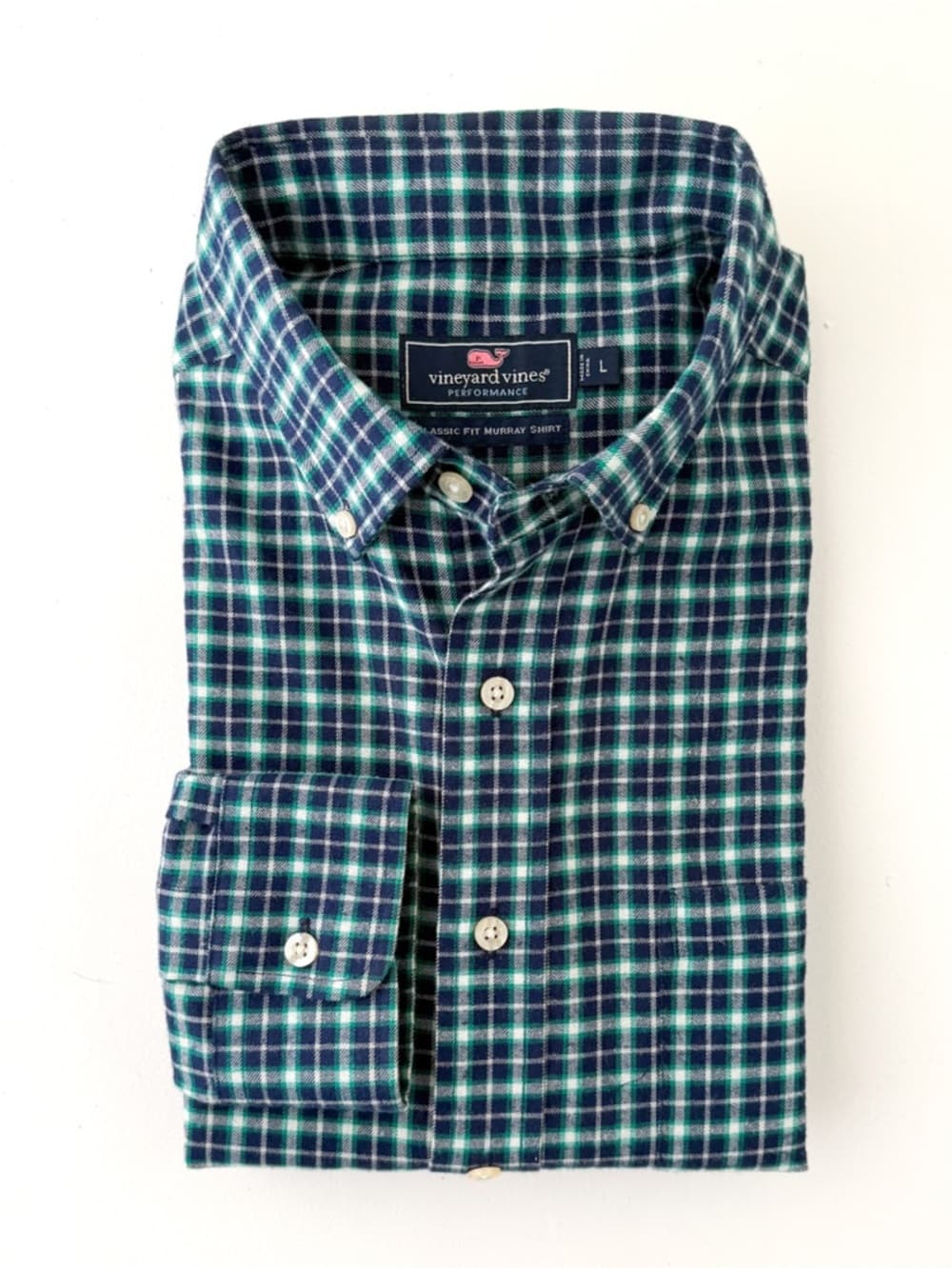 New Vineyard Vines Men's Flannel Button Down Murray Shirt L Blue Green White - Thumbnail 13