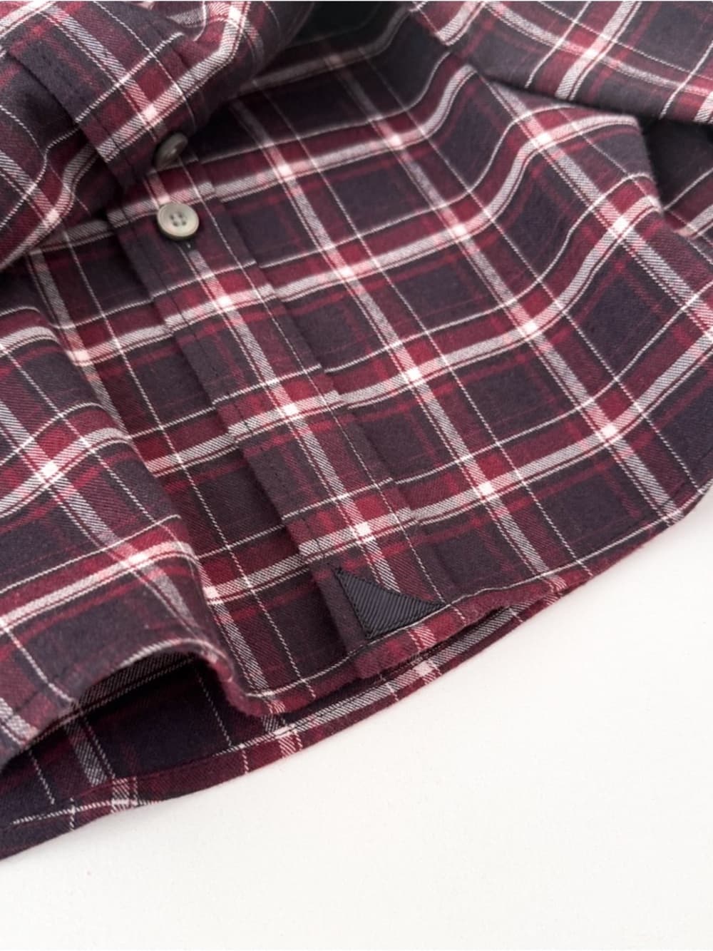 New Untuckit Benoit Men's Twill Flannel Button Down Shirt Burgundy Black White L - Thumbnail 11