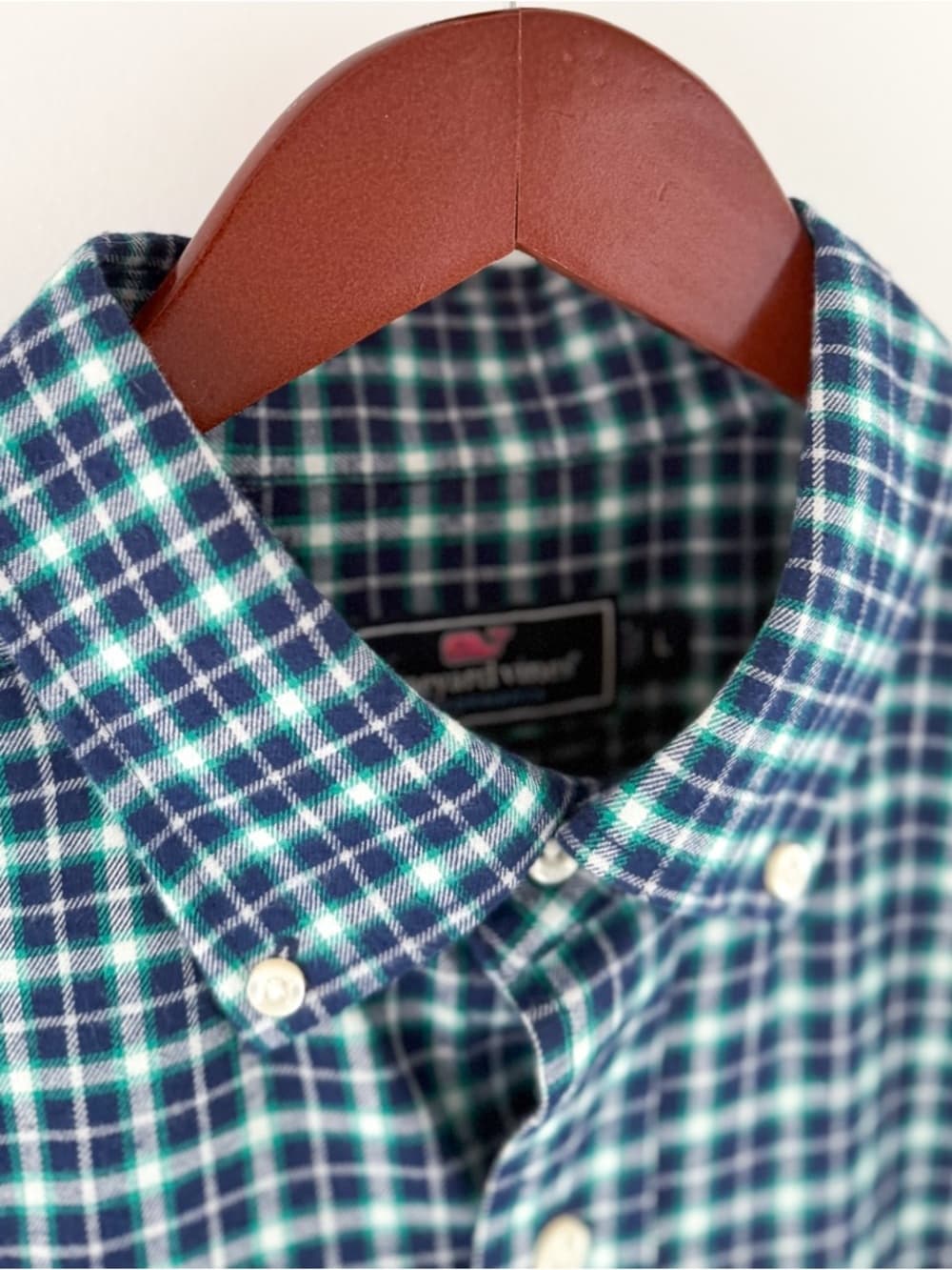 New Vineyard Vines Men's Flannel Button Down Murray Shirt L Blue Green White - Thumbnail 8