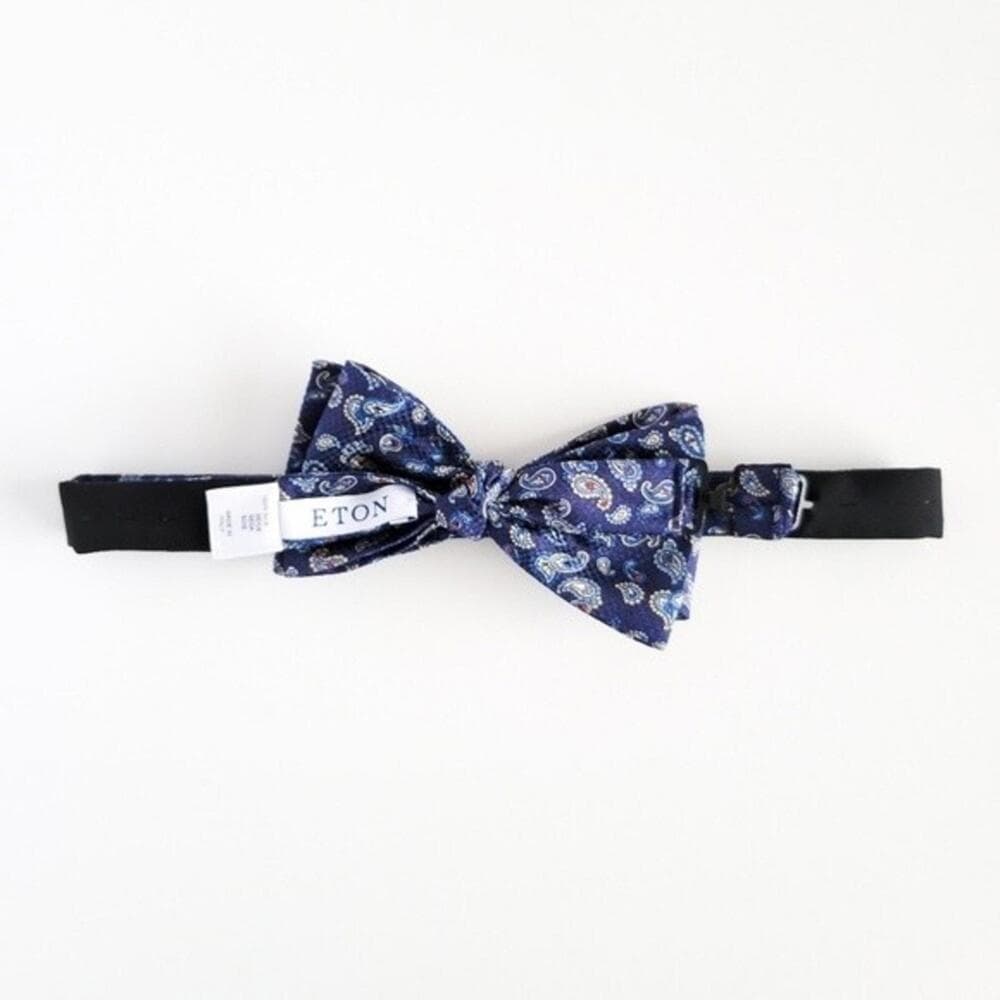 NEW Eton Bow Tie Italian Silk Paisley Pattern Blue Red Tan White Mens - Thumbnail 5