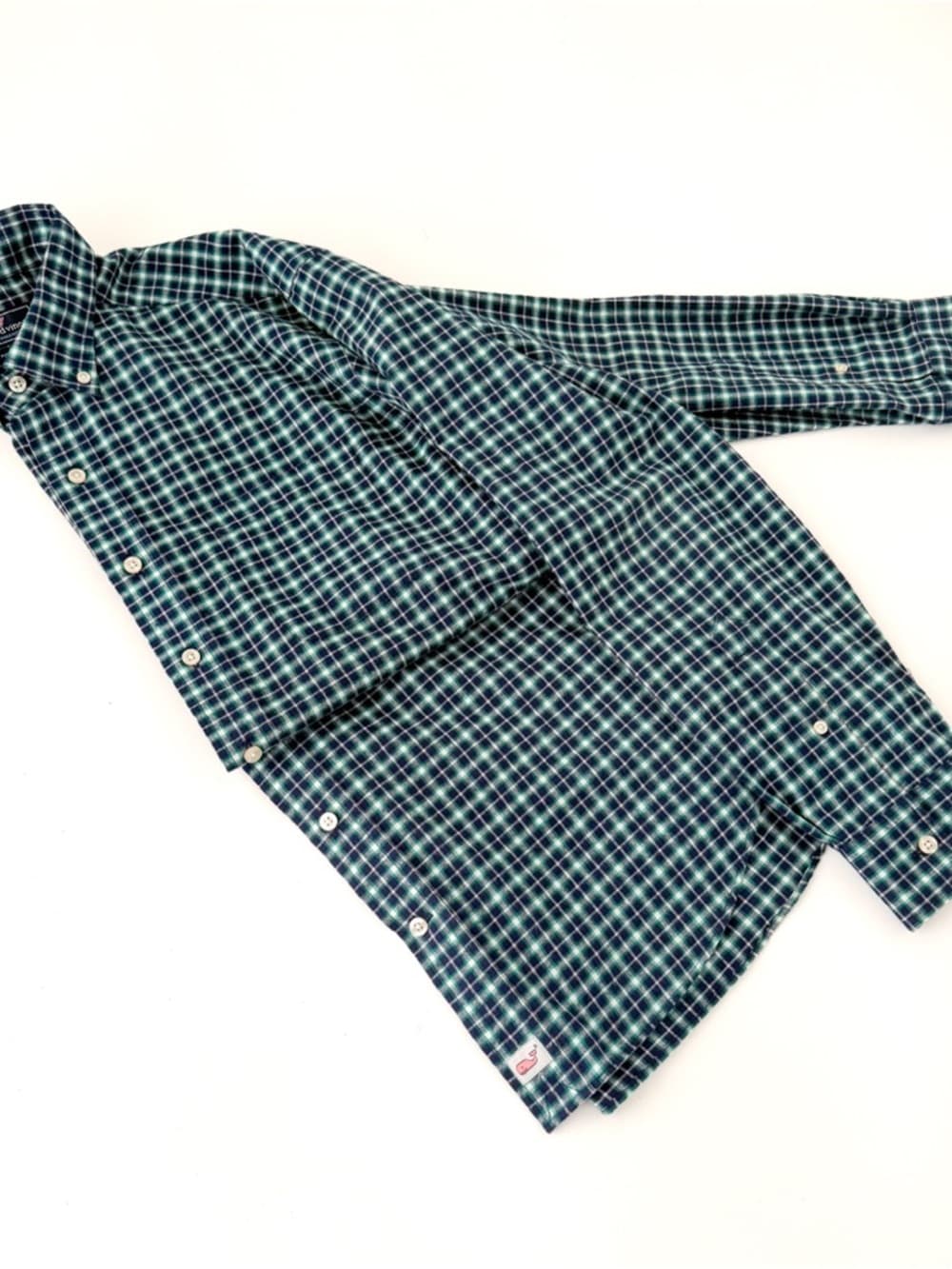 New Vineyard Vines Men's Flannel Button Down Murray Shirt L Blue Green White - Thumbnail 10