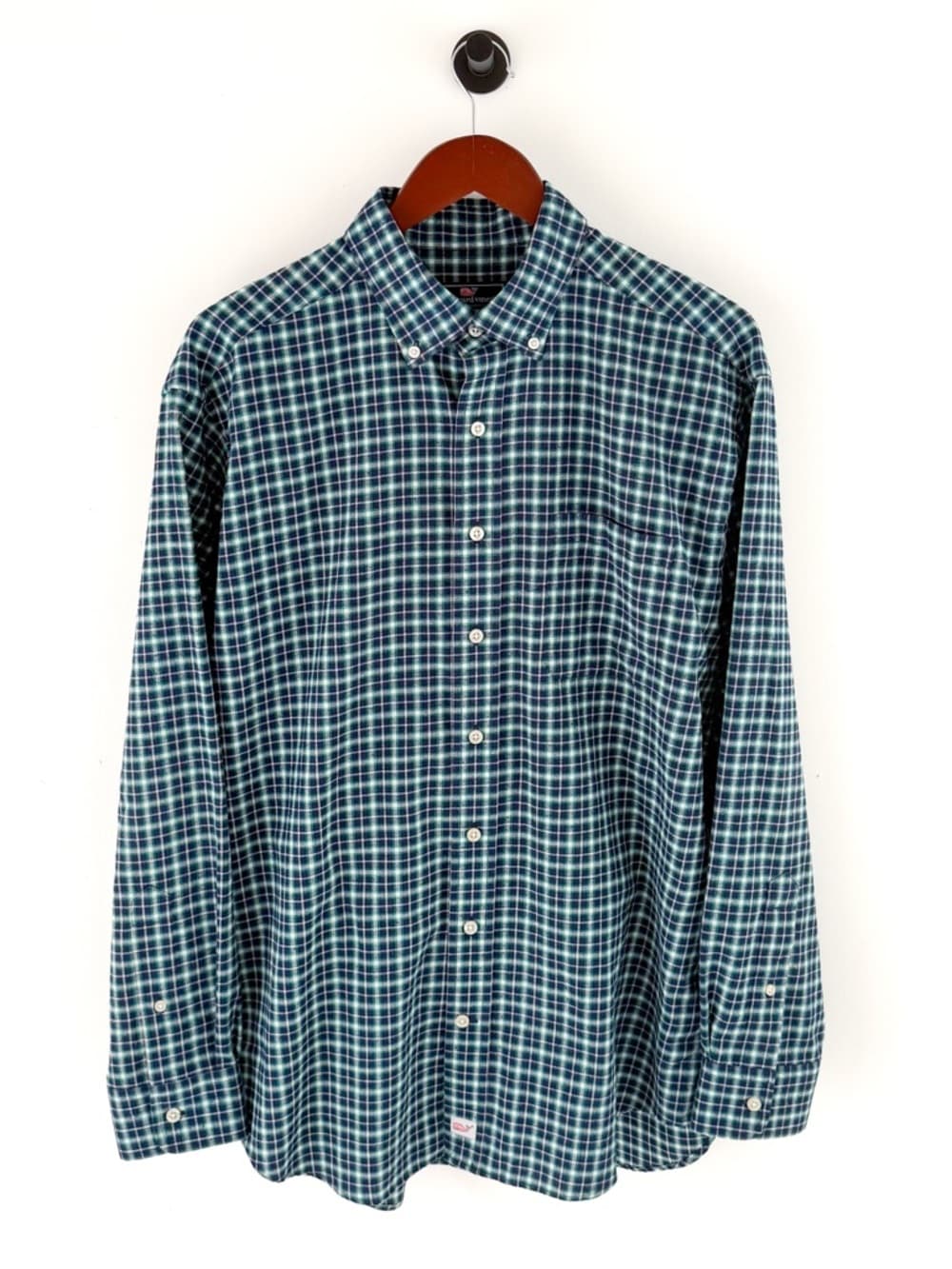 New Vineyard Vines Men's Flannel Button Down Murray Shirt L Blue Green White - Thumbnail 3