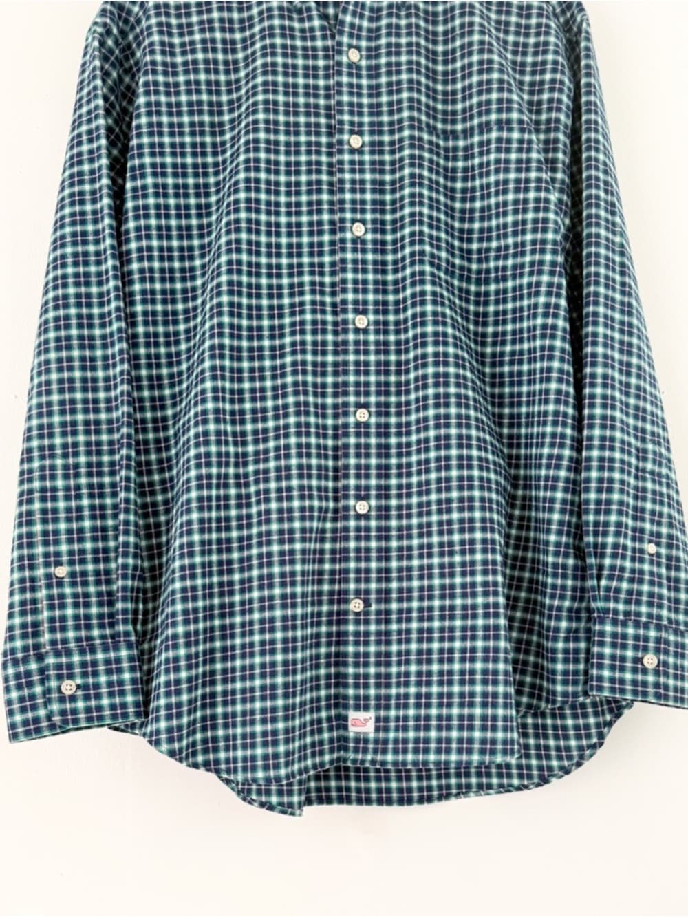 New Vineyard Vines Men's Flannel Button Down Murray Shirt L Blue Green White - Thumbnail 5