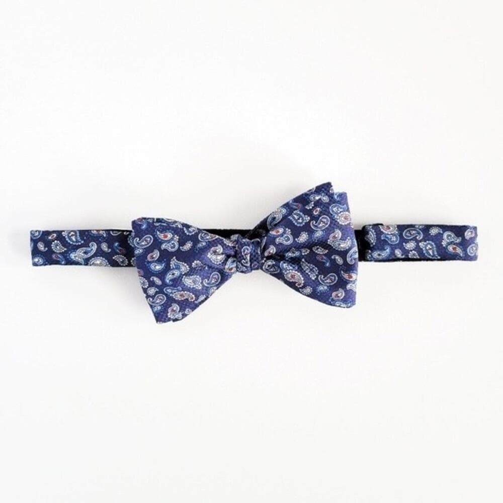 NEW Eton Bow Tie Italian Silk Paisley Pattern Blue Red Tan White Mens - Thumbnail 4