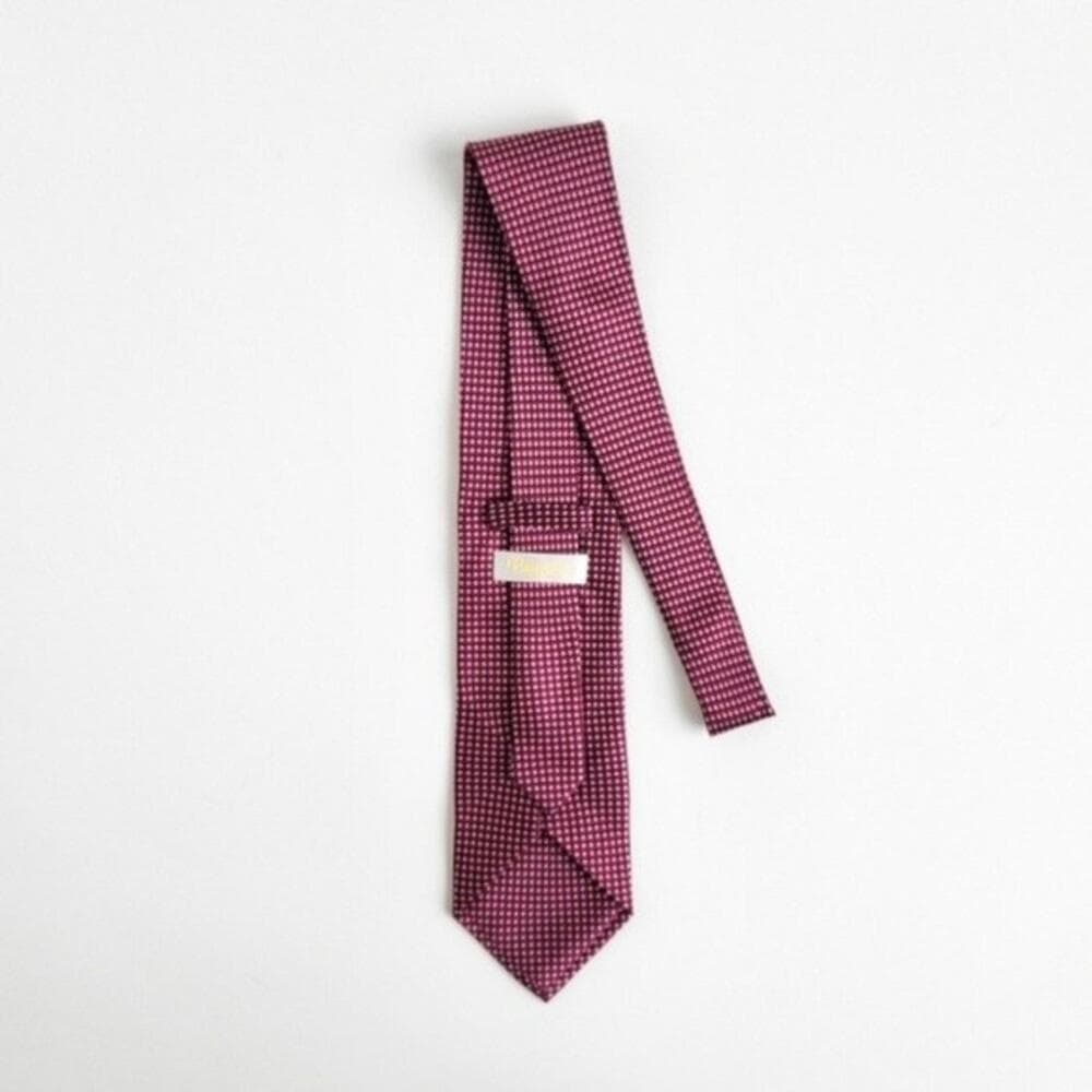 NEW Bresciani Italian Silk Tie Pattern Print Red Silver Black Necktie Mens - Thumbnail 5