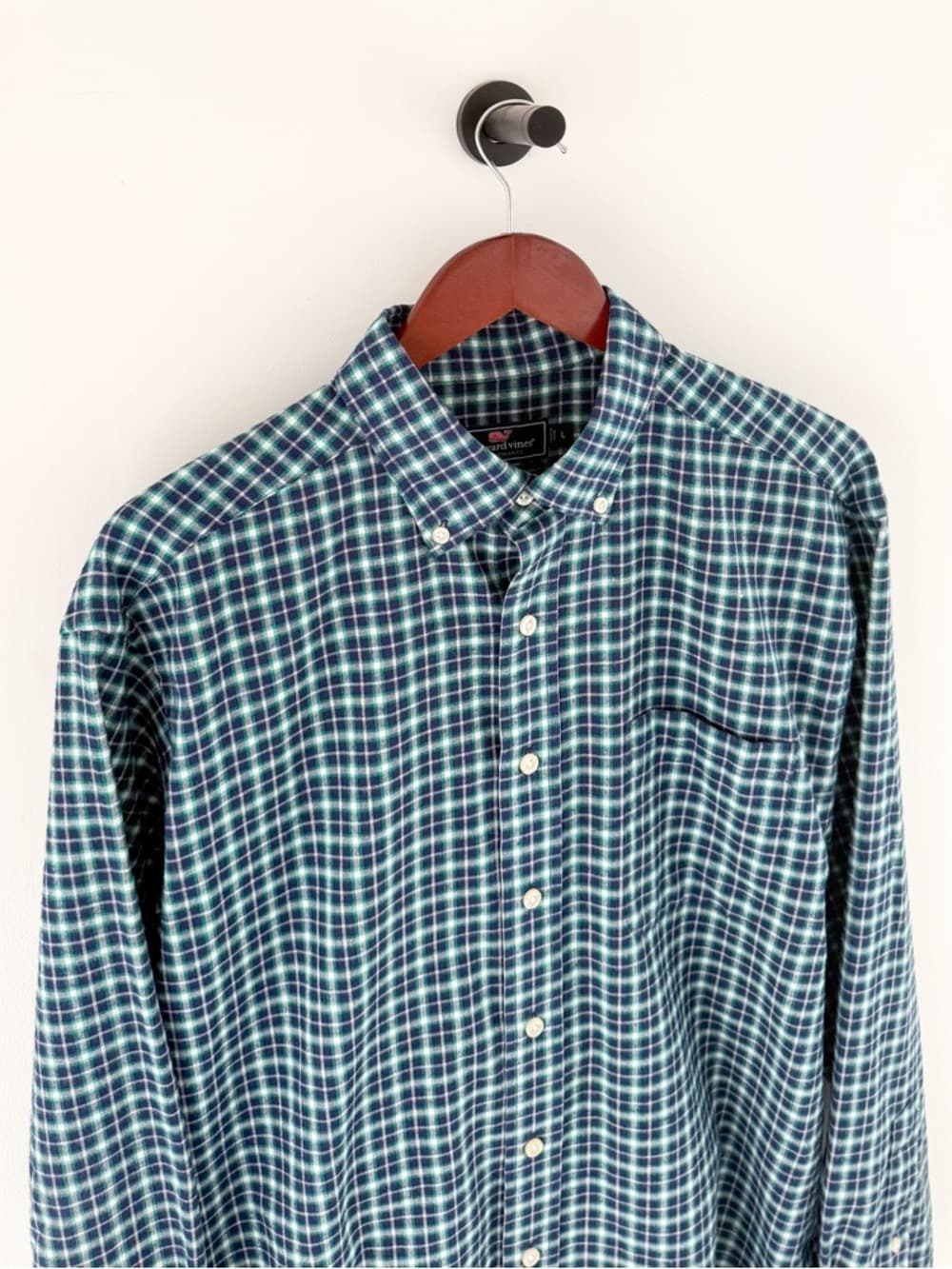 New Vineyard Vines Men's Flannel Button Down Murray Shirt L Blue Green White - Thumbnail 7