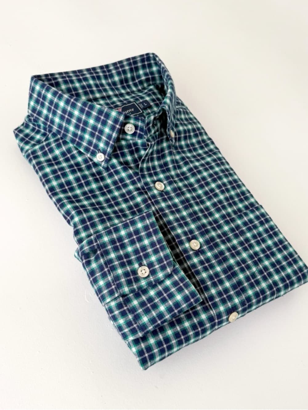 New Vineyard Vines Men's Flannel Button Down Murray Shirt L Blue Green White - Thumbnail 2
