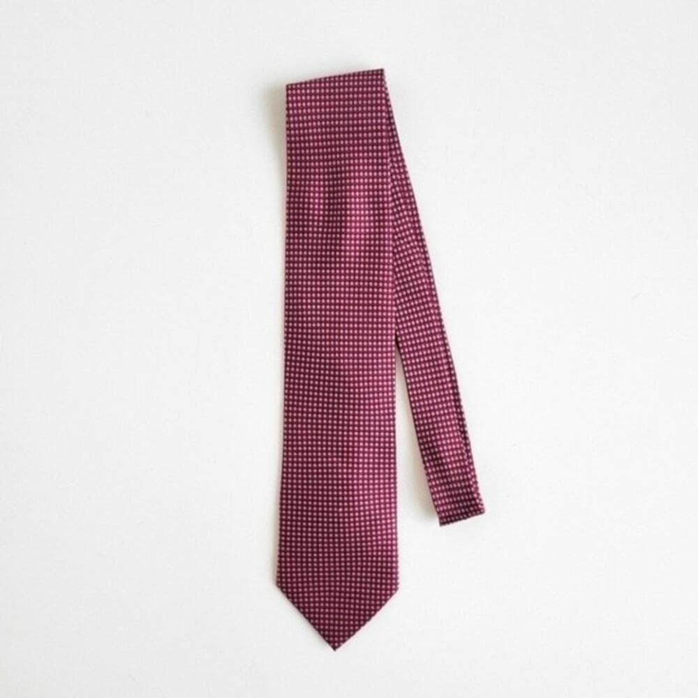 NEW Bresciani Italian Silk Tie Pattern Print Red Silver Black Necktie Mens - Thumbnail 4