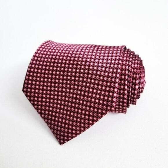 NEW Bresciani Italian Silk Tie Pattern Print Red Silver Black Necktie Mens - Thumbnail 10