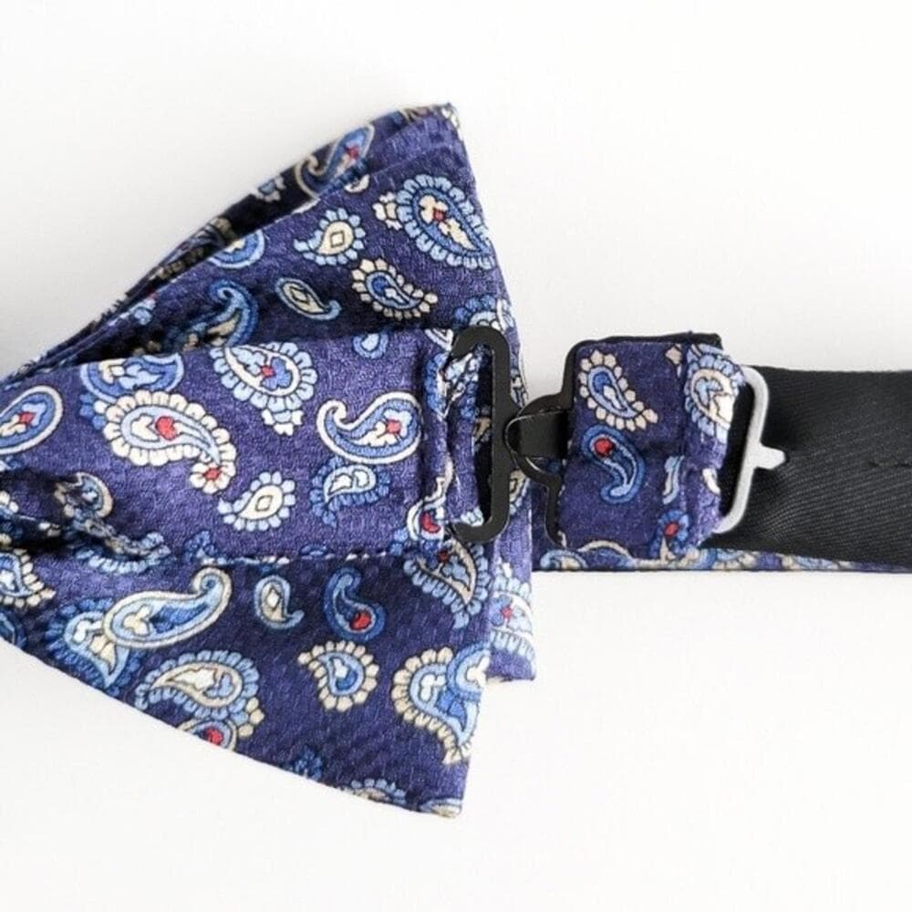 NEW Eton Bow Tie Italian Silk Paisley Pattern Blue Red Tan White Mens - Thumbnail 7
