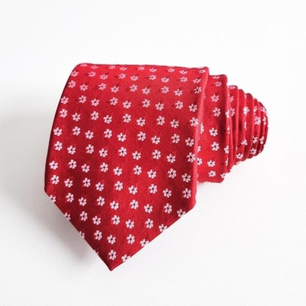 NEW Brooks Brothers Tie Flower Print Silk Neck Tie Red White Mens NWT - Thumbnail 9