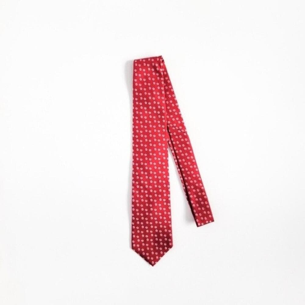 NEW Brooks Brothers Tie Flower Print Silk Neck Tie Red White Mens NWT - Thumbnail 5
