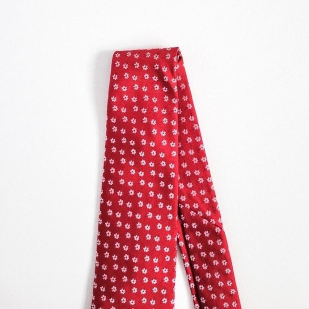NEW Brooks Brothers Tie Flower Print Silk Neck Tie Red White Mens NWT - Thumbnail 6