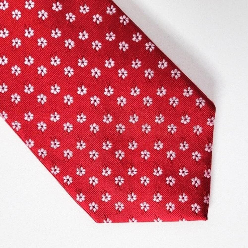 NEW Brooks Brothers Tie Flower Print Silk Neck Tie Red White Mens NWT - Thumbnail 8
