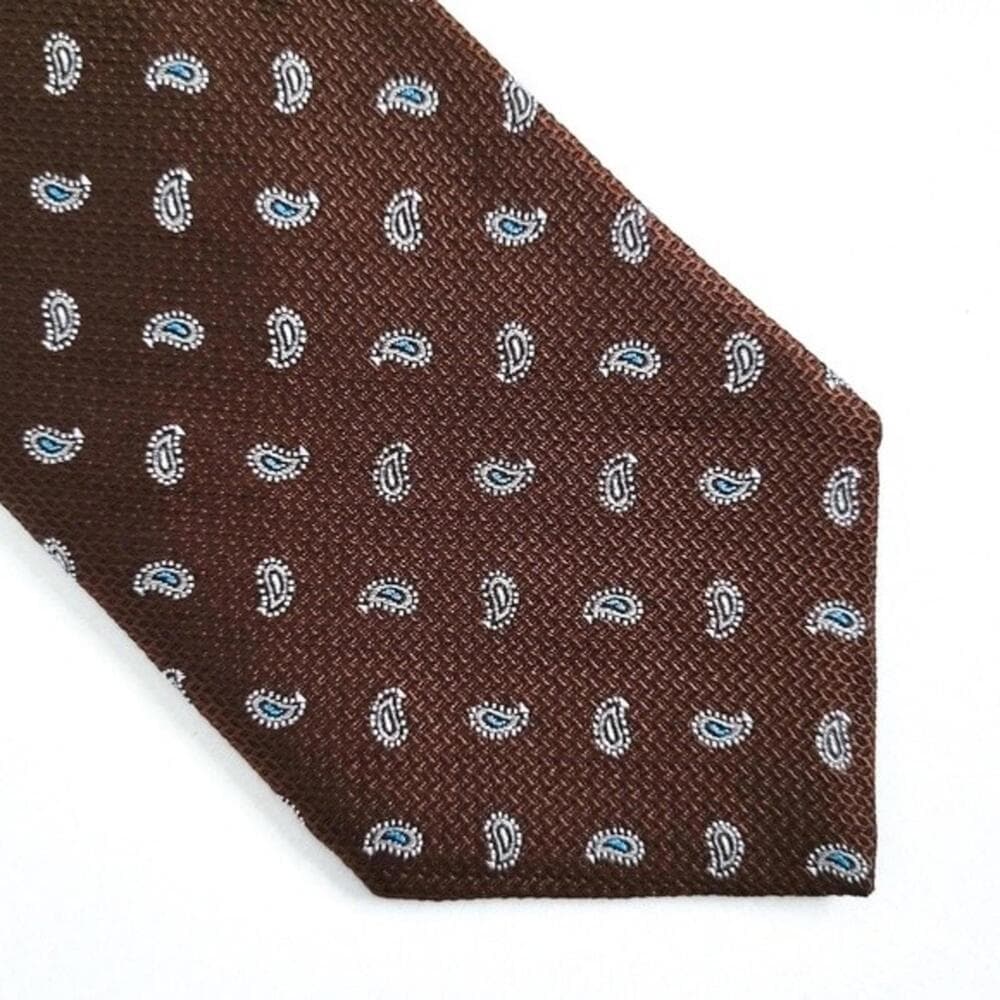 NEW Brooks Brothers Tie Paisley Pattern English Silk Brown Blue Gray Mens - Thumbnail 4