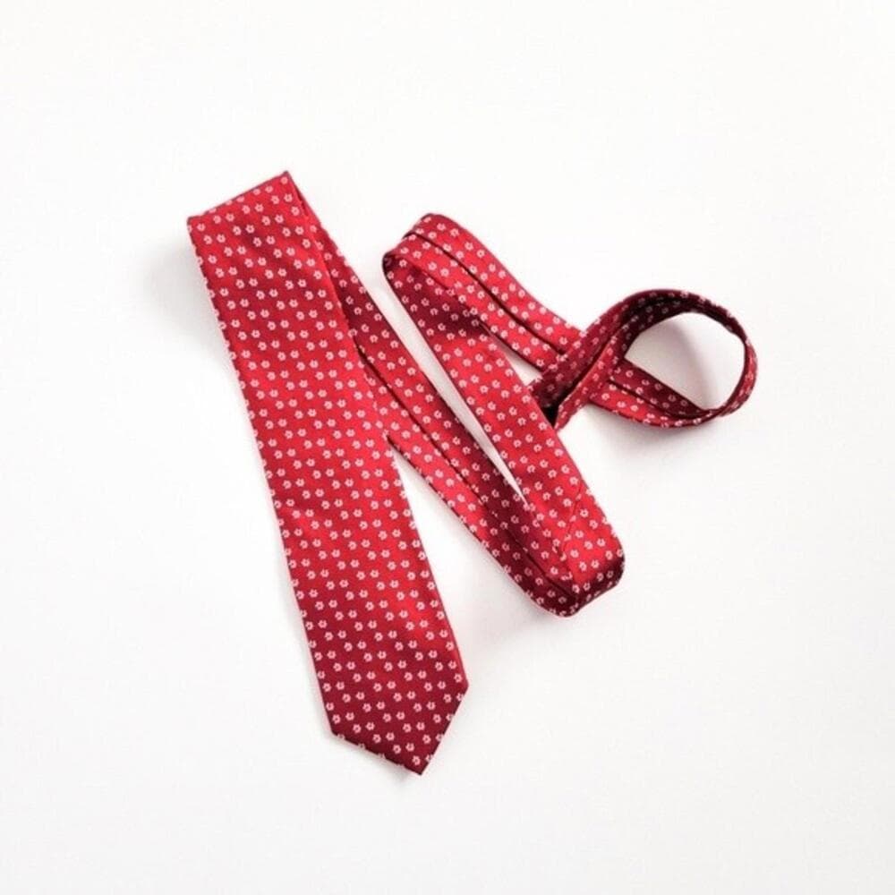 NEW Brooks Brothers Tie Flower Print Silk Neck Tie Red White Mens NWT - Thumbnail 3