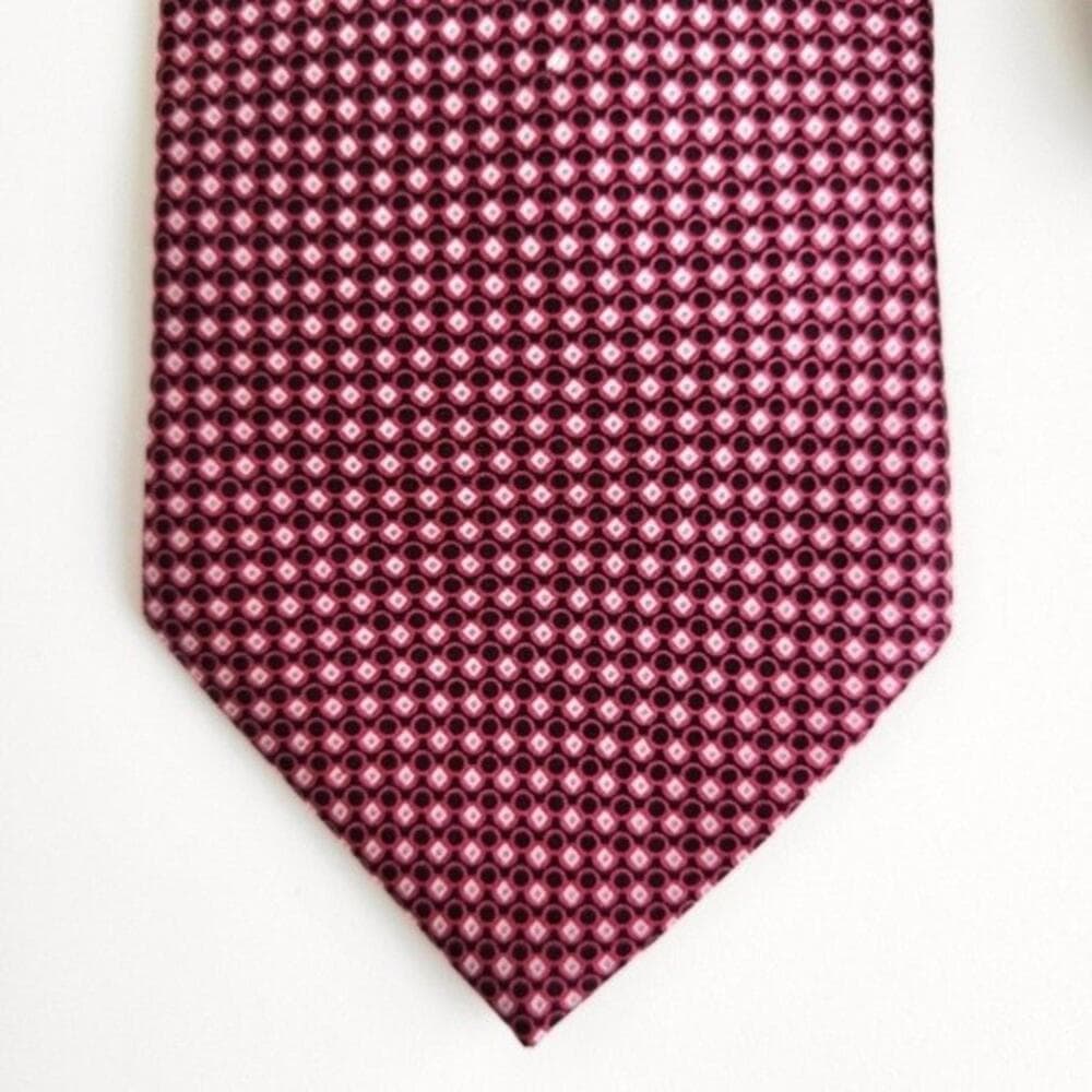 NEW Bresciani Italian Silk Tie Pattern Print Red Silver Black Necktie Mens - Thumbnail 6