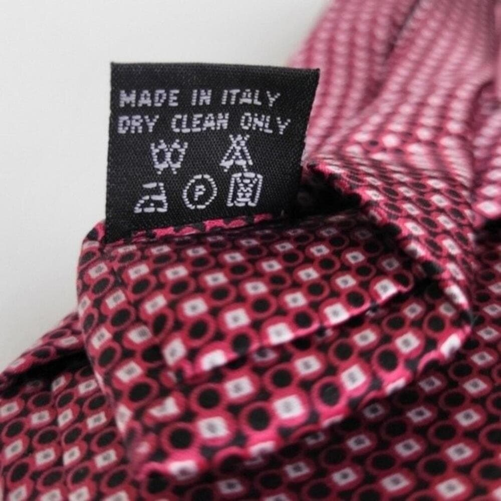 NEW Bresciani Italian Silk Tie Pattern Print Red Silver Black Necktie Mens - Thumbnail 8