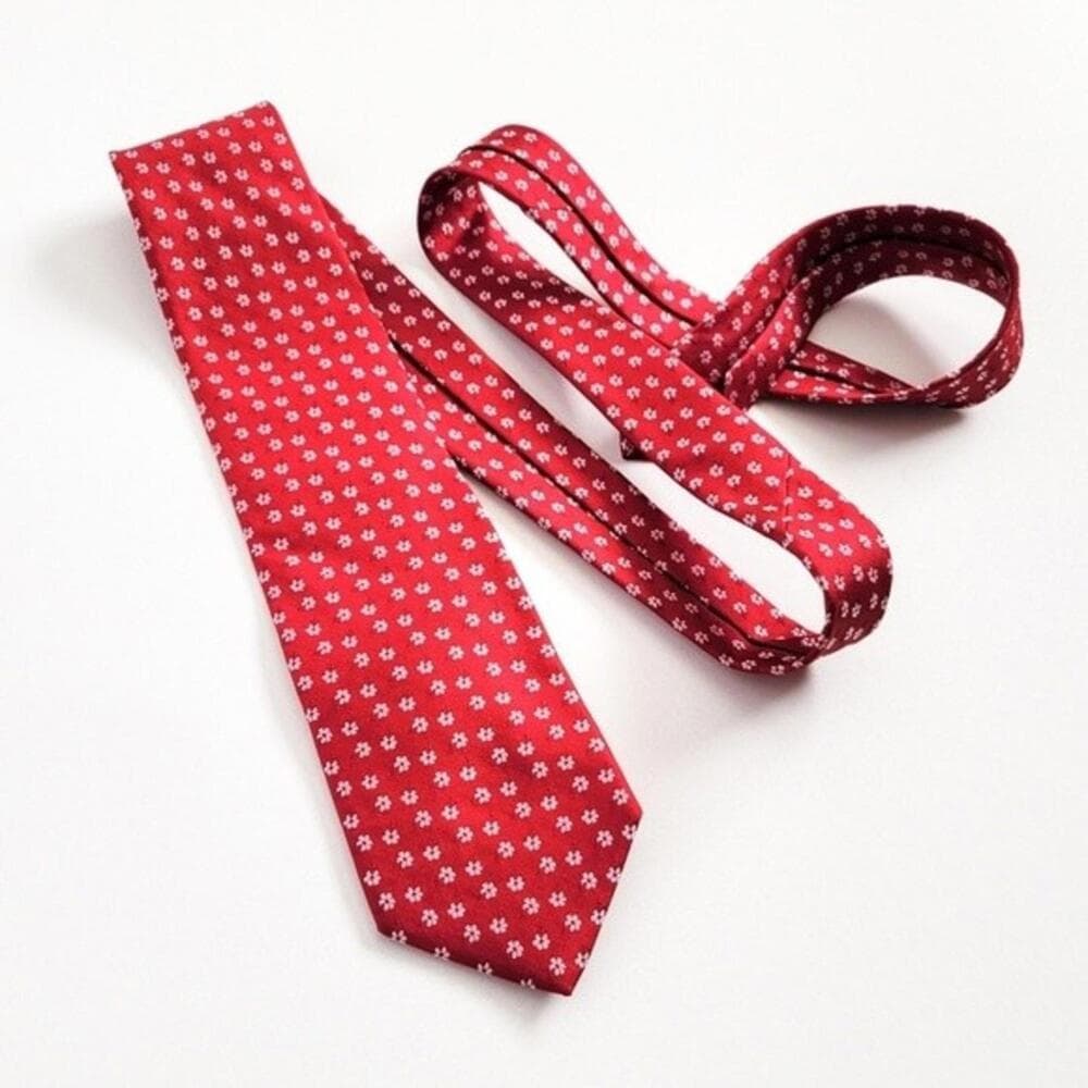 NEW Brooks Brothers Tie Flower Print Silk Neck Tie Red White Mens NWT - Thumbnail 4