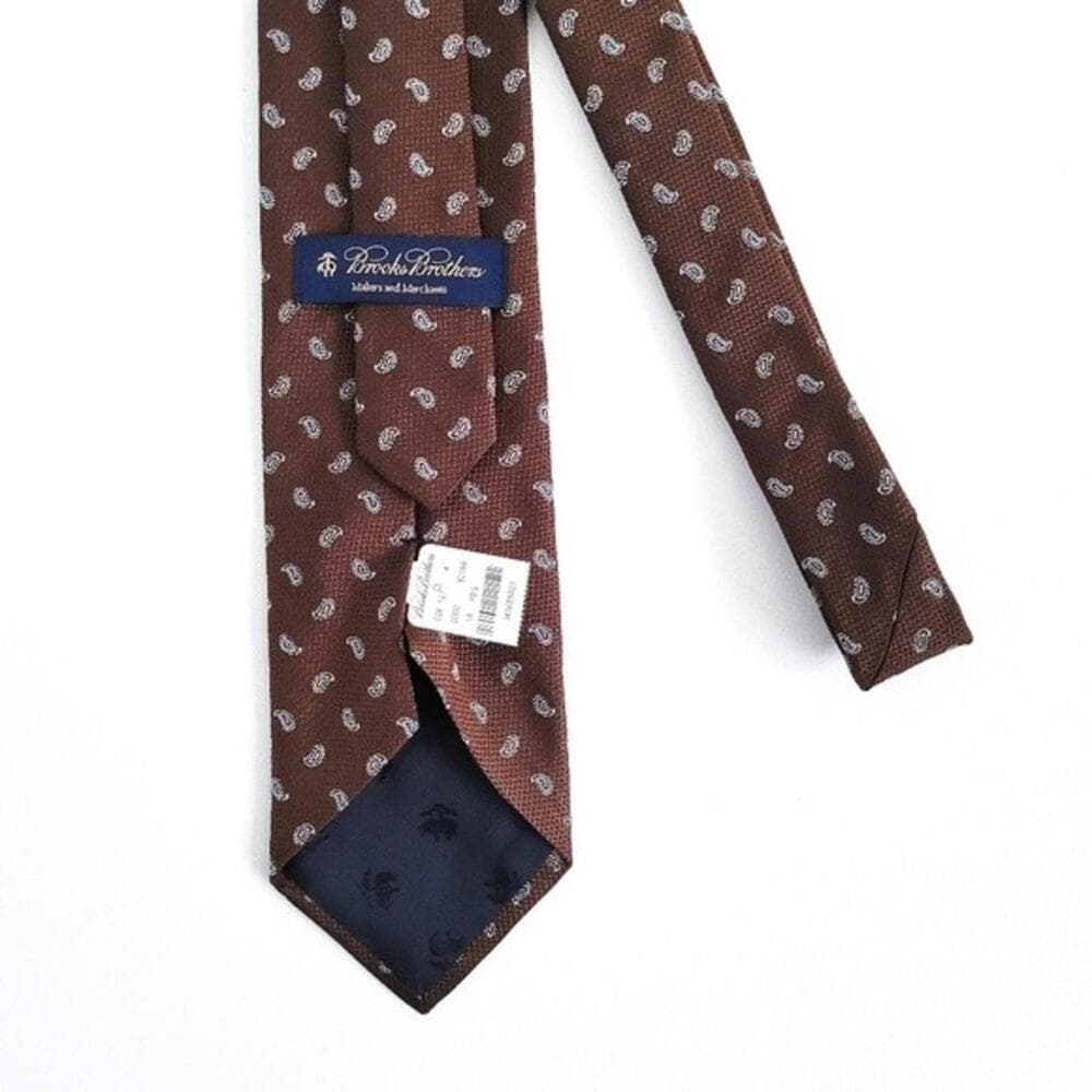 NEW Brooks Brothers Tie Paisley Pattern English Silk Brown Blue Gray Mens - Thumbnail 8