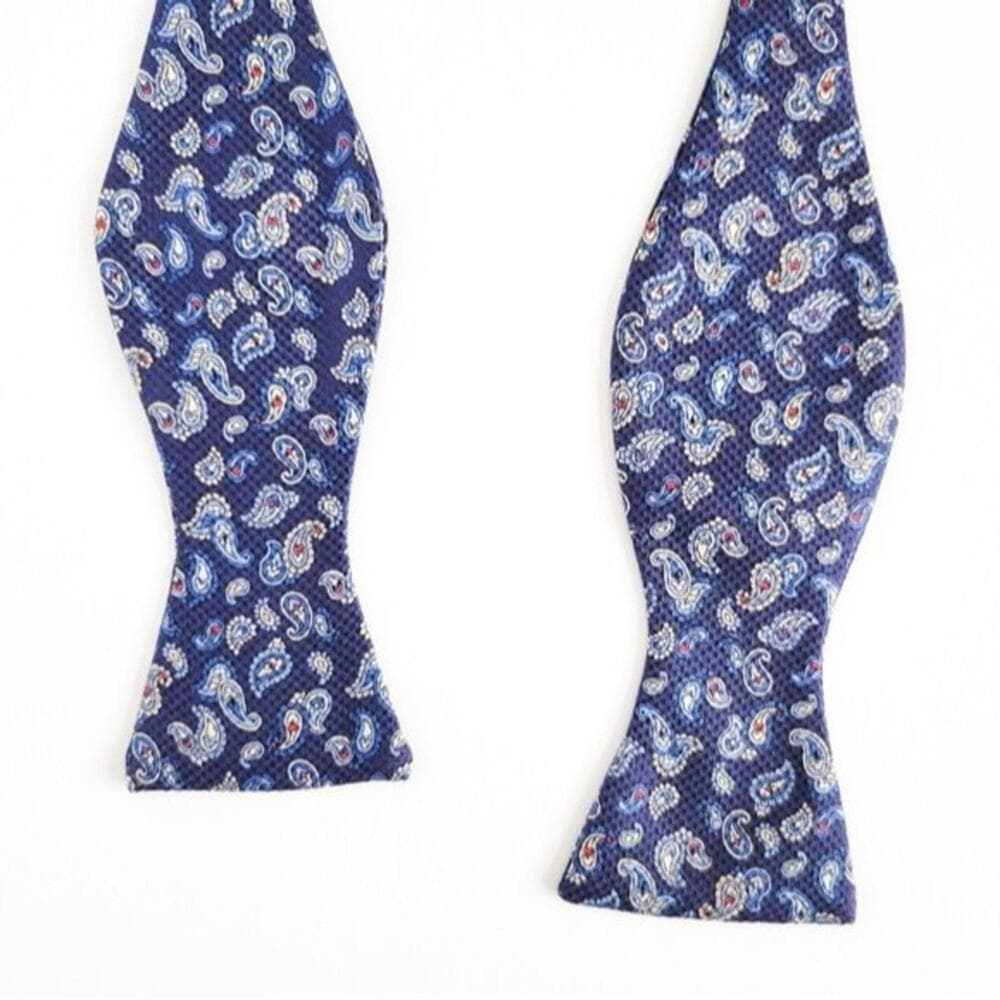 NEW Eton Bow Tie Italian Silk Paisley Pattern Blue Red Tan White Mens - Thumbnail 8