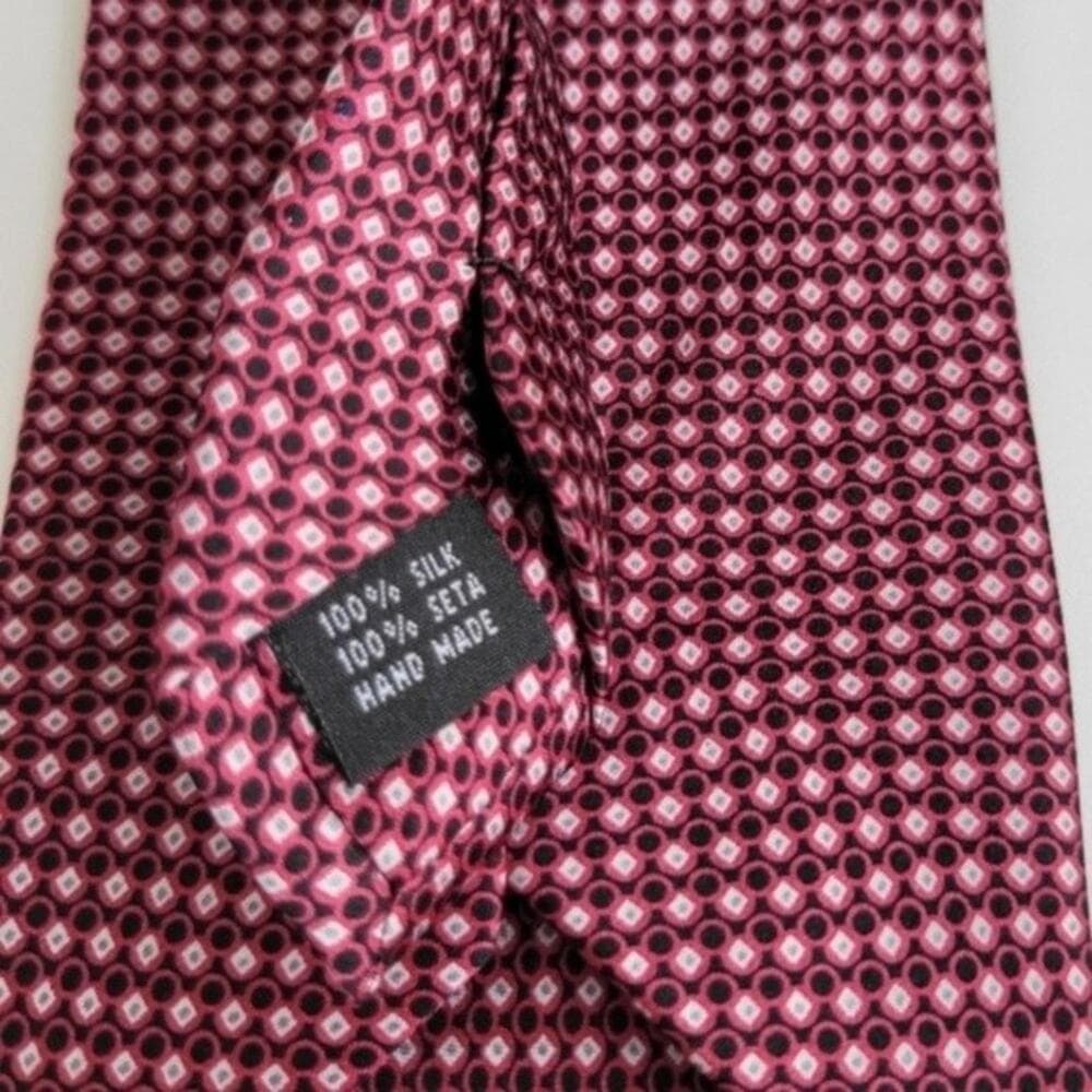 NEW Bresciani Italian Silk Tie Pattern Print Red Silver Black Necktie Mens - Thumbnail 7