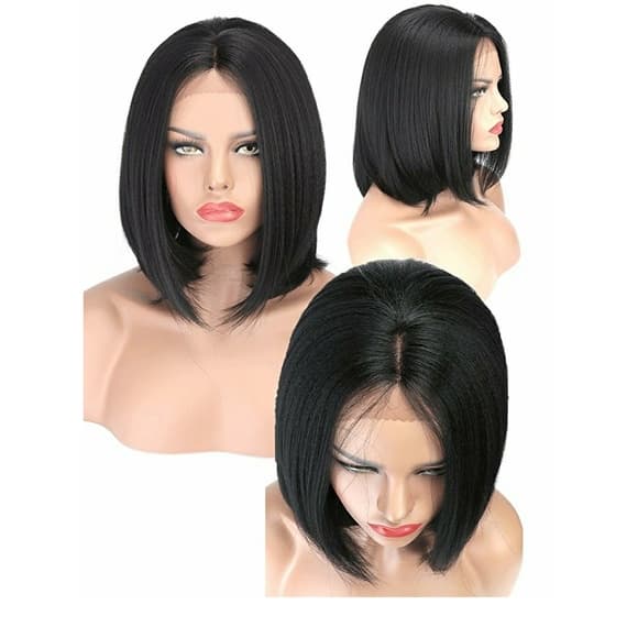 Beautiful Yaki LaceFront Wig 12 inches #1b - Thumbnail 9
