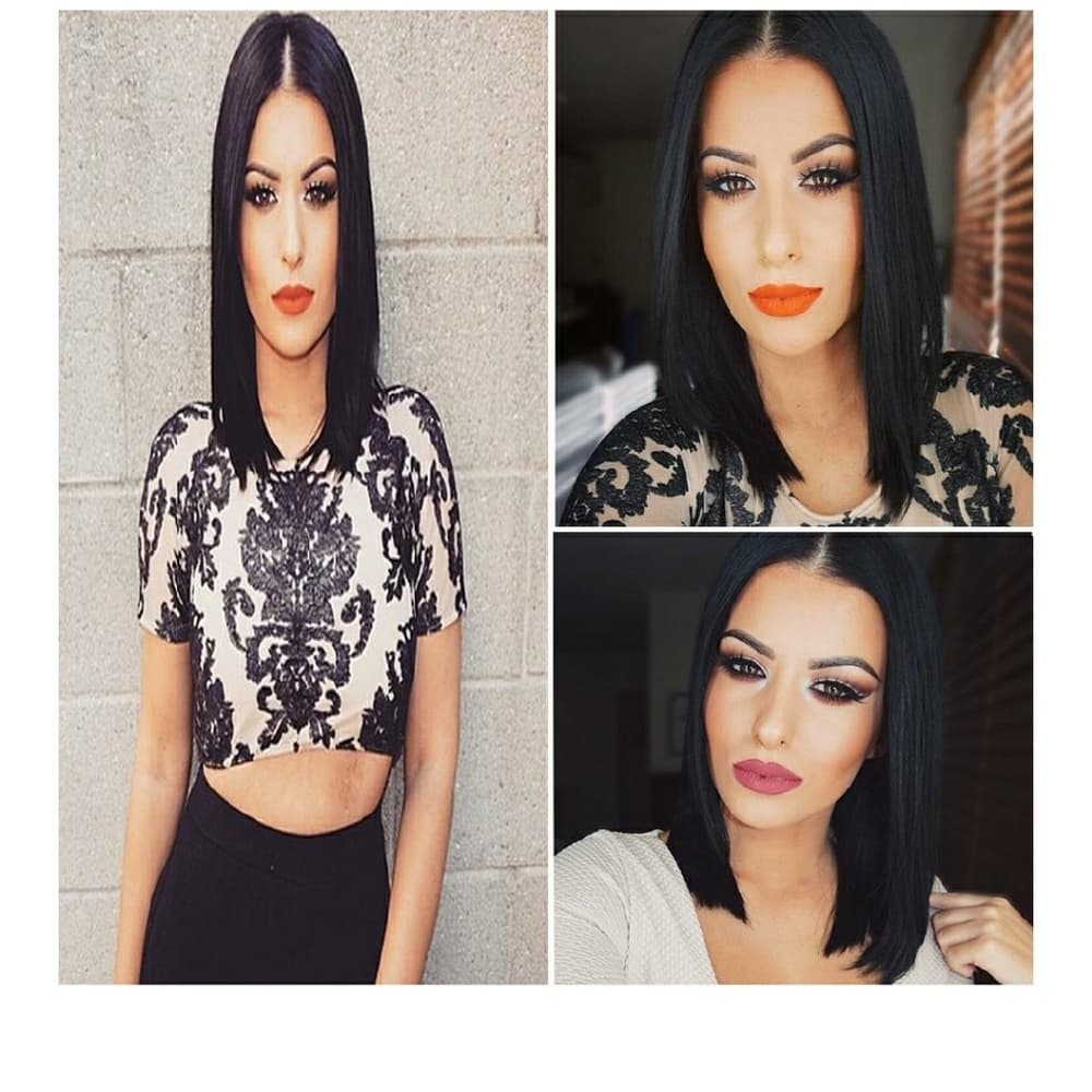 Beautiful Yaki LaceFront Wig 12 inches #1b - Thumbnail 7