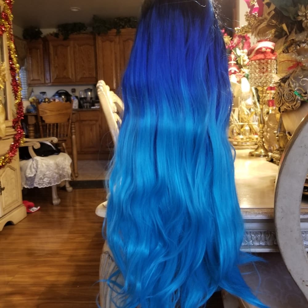 Black Blue Turquoise Beauty Lace Front Wig - Thumbnail 7