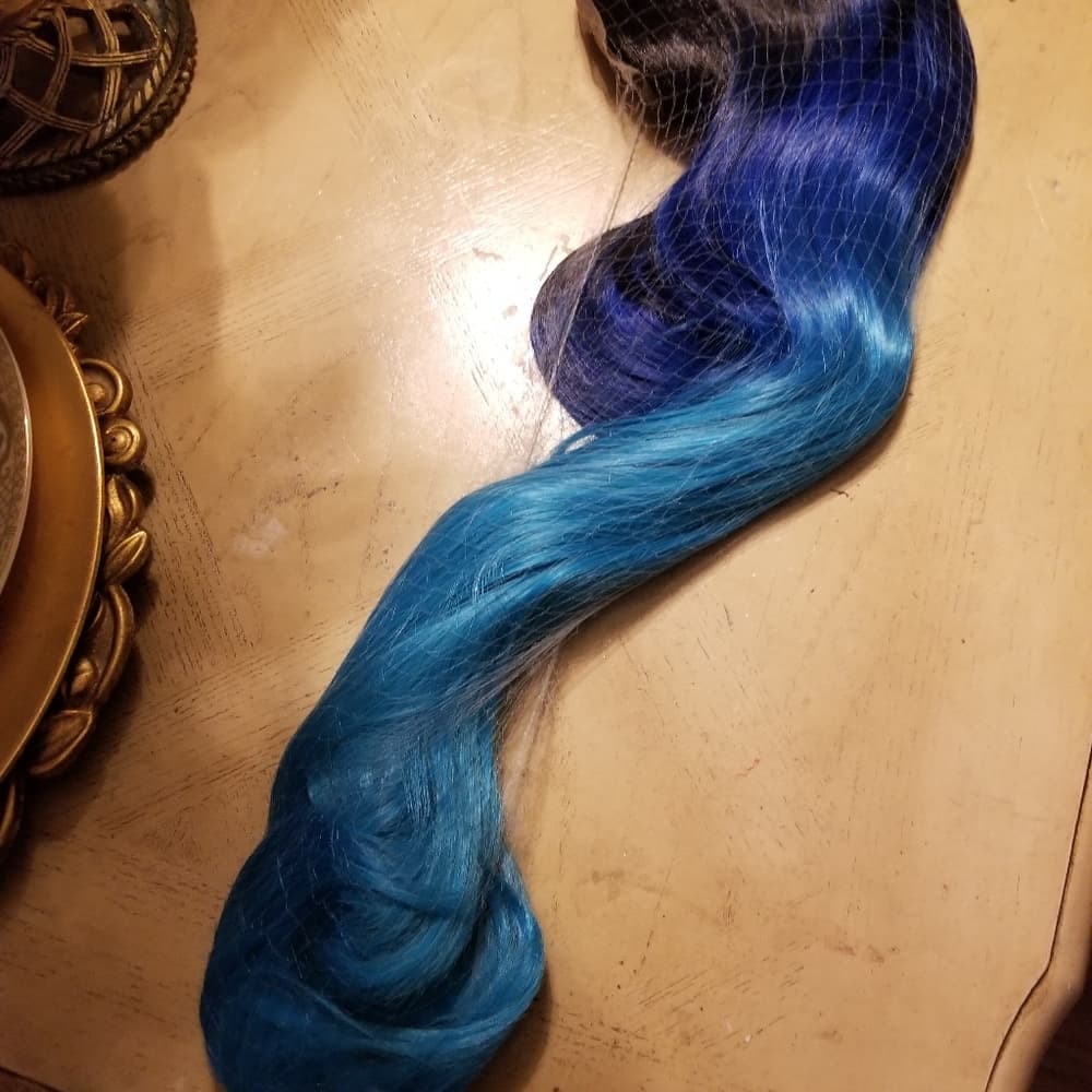 Black Blue Turquoise Beauty Lace Front Wig - Thumbnail 5