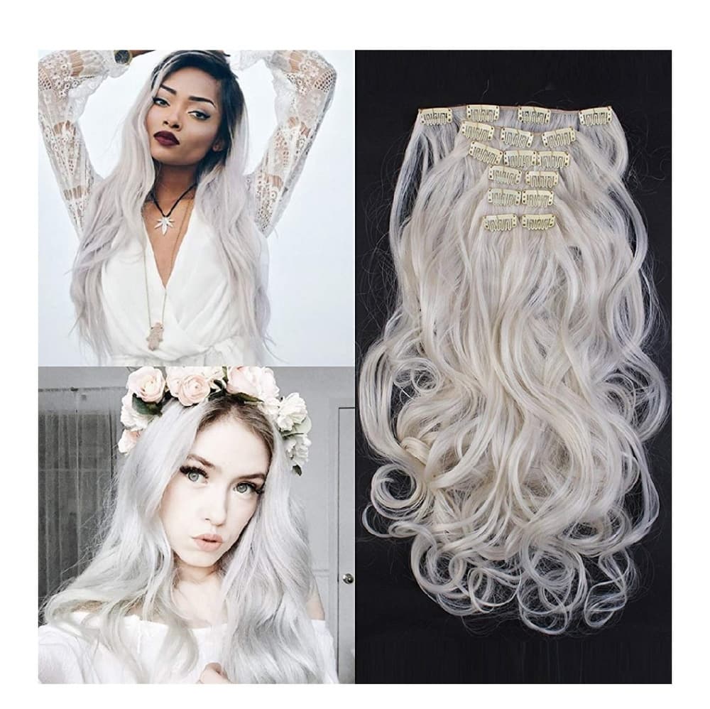 Platinum Blonde Full Head clip in Extension - Thumbnail 2