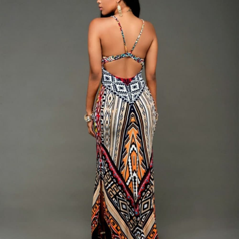 Tribal Maxi Boho Summer Dress - Thumbnail 3
