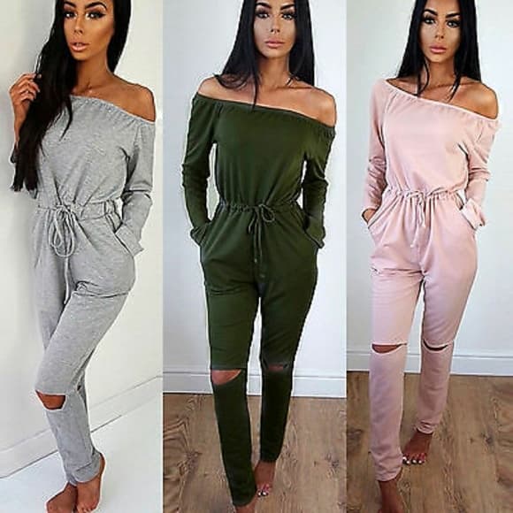 Off Shoulder Playsuit Romper - Thumbnail 5