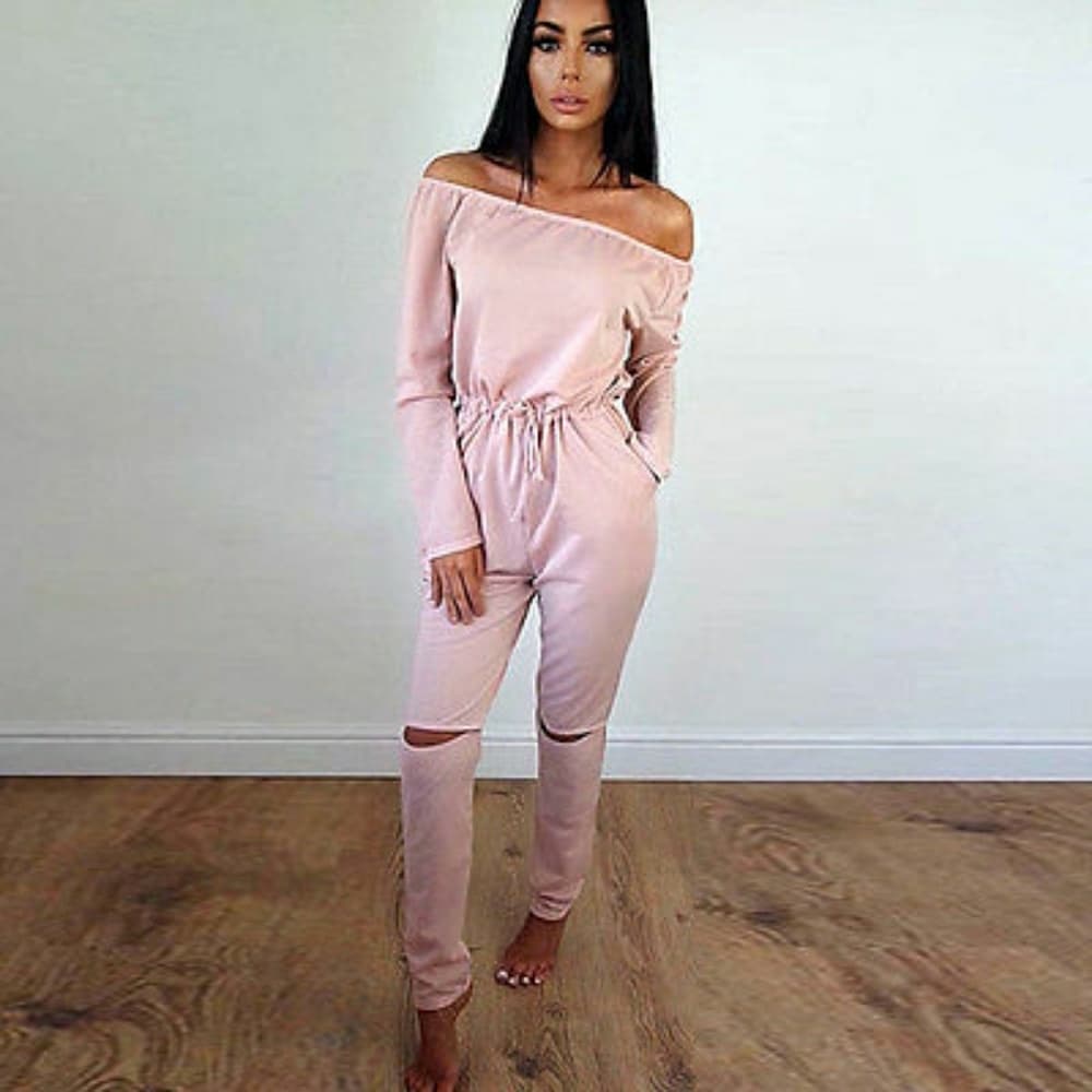 Off Shoulder Playsuit Romper - Thumbnail 2