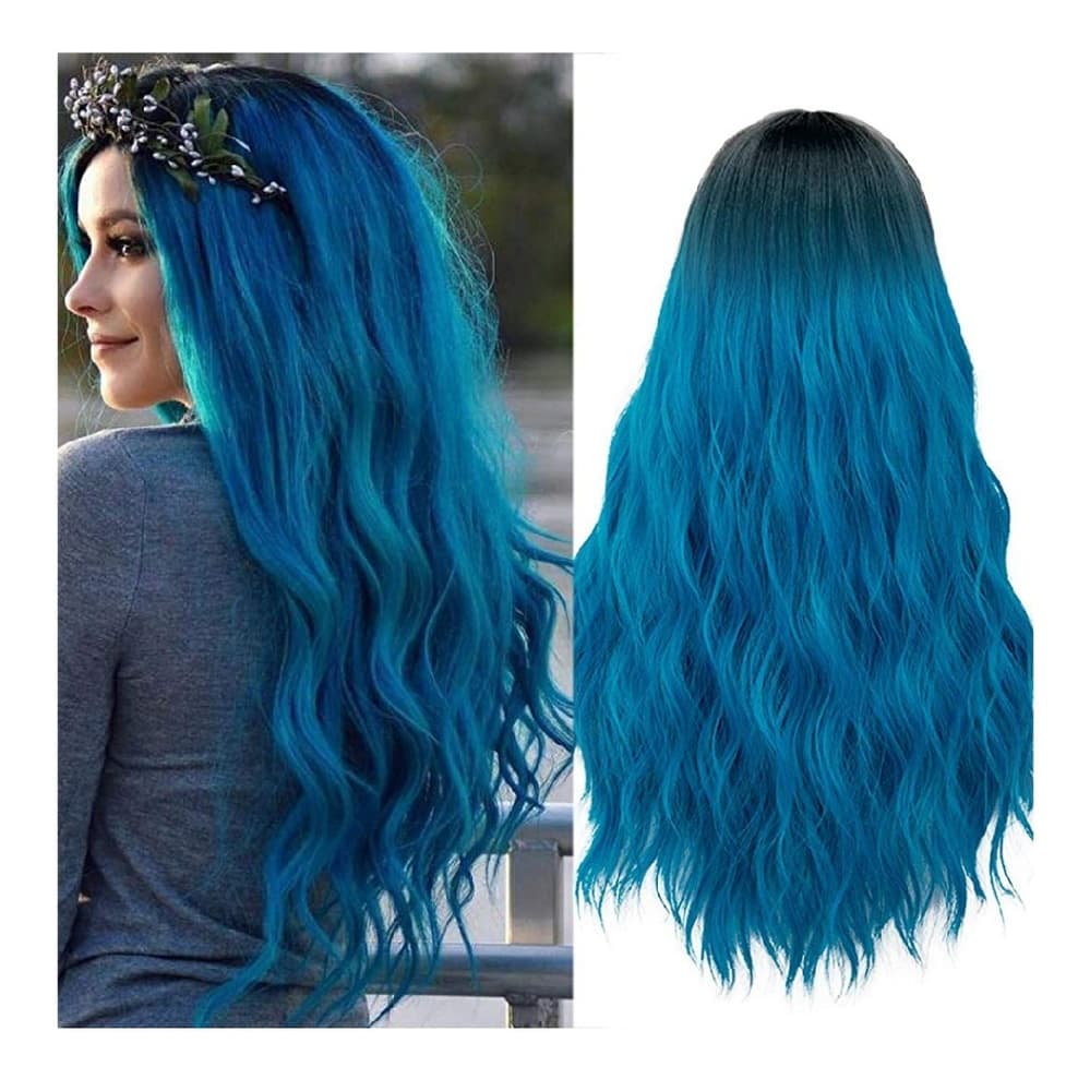 Ombre Black Turquoise Wig - Thumbnail 7