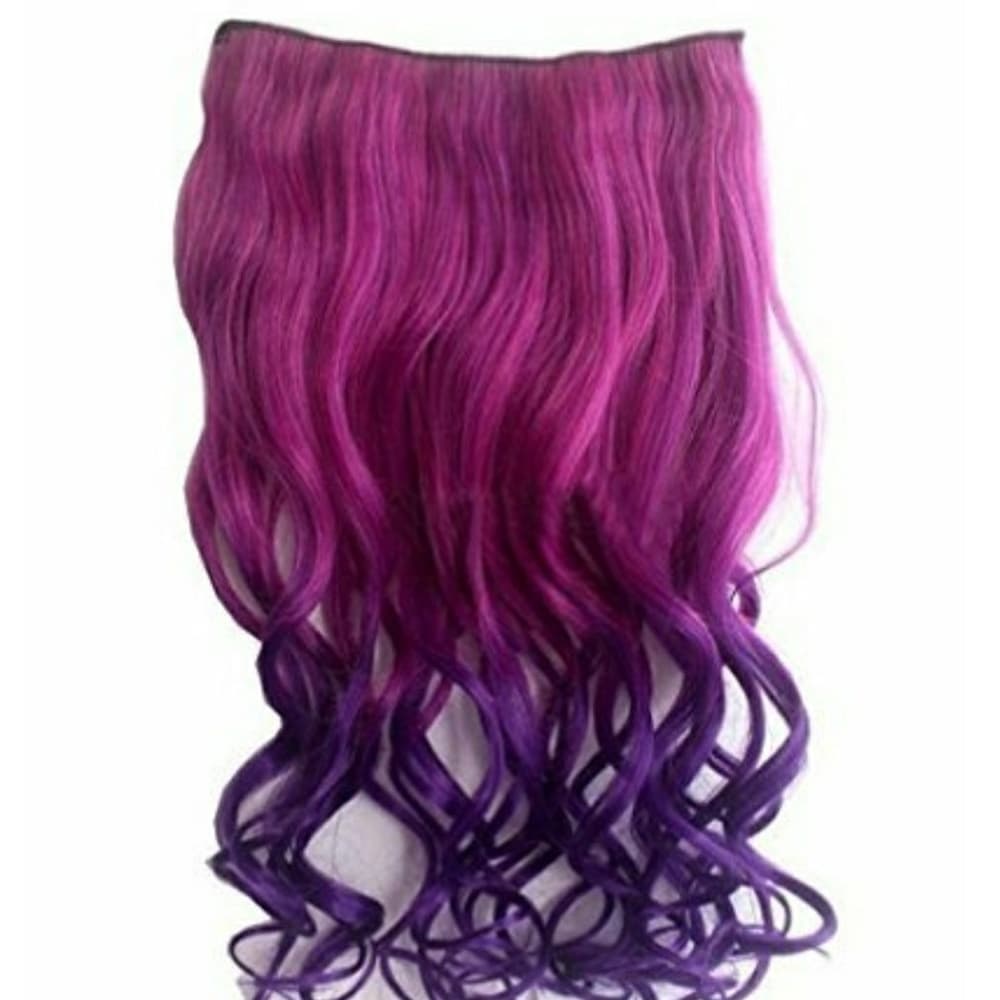 Wavy Pink to Dark Purple One Piece Clip In Extensi
