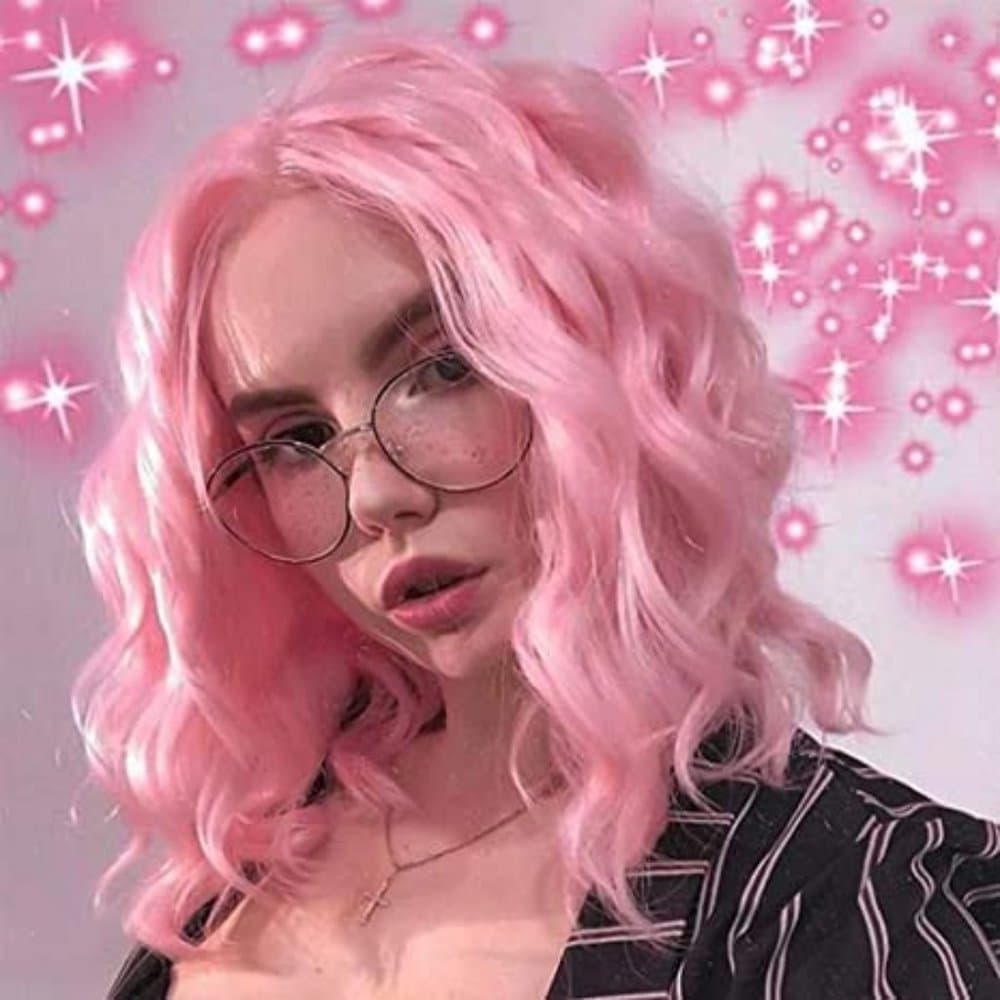 Wavy Pink Lace Front Wigs - Thumbnail 6