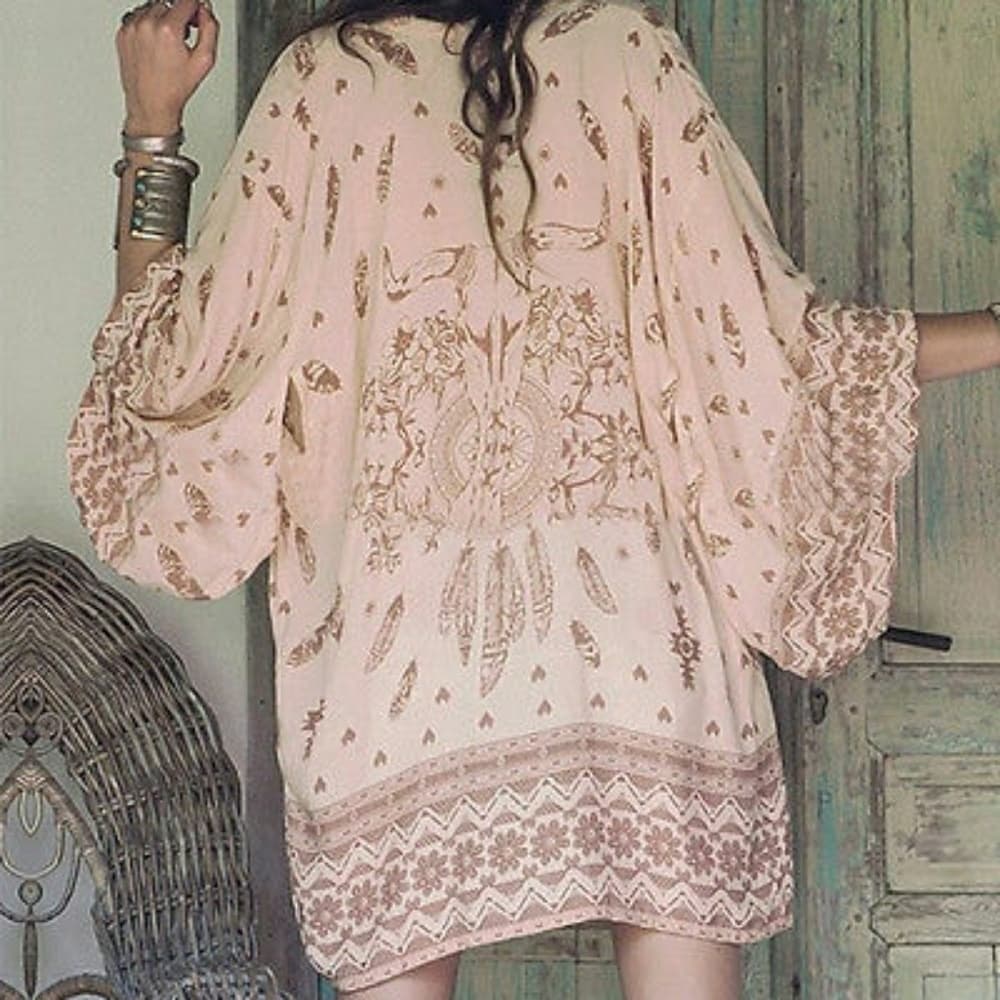 Floral Kimono Blouse Cardigan - Thumbnail 3