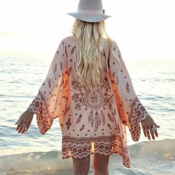 Floral Kimono Blouse Cardigan - Thumbnail 6