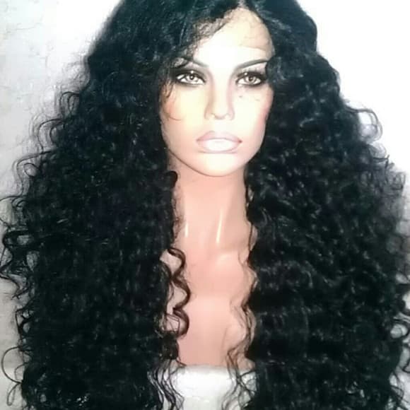 Beautiful Black Curly Lace Front Wig 26-28 inches - Thumbnail 4