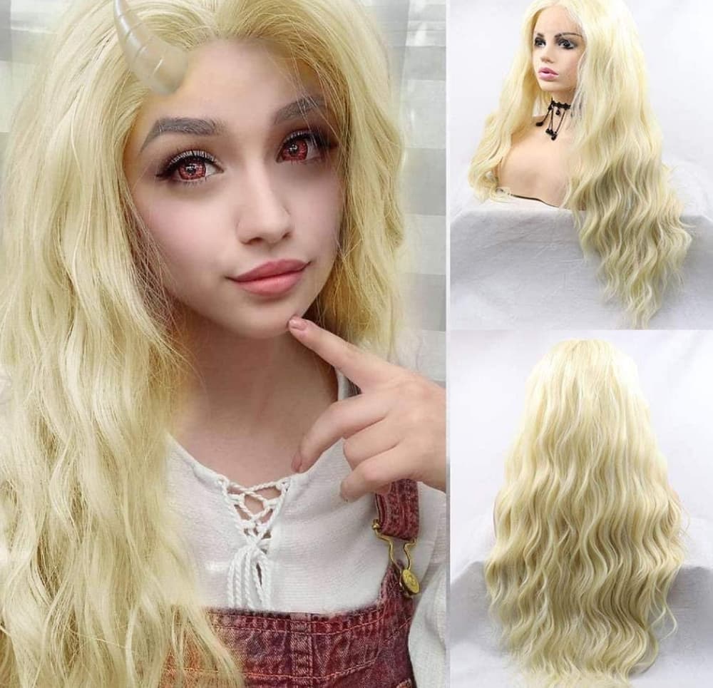Blonde Wavy Lace Front Wig - Thumbnail 5