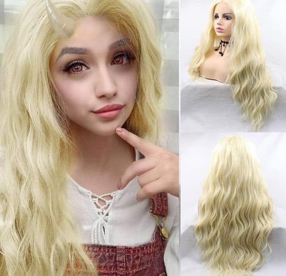 Blonde Wavy Lace Front Wig - Thumbnail 6