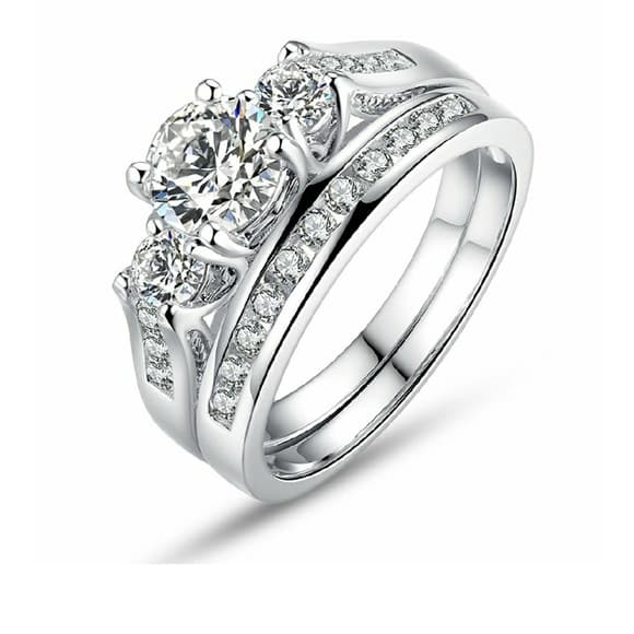 Engagement Sterling Silver Ring Set - Thumbnail 9