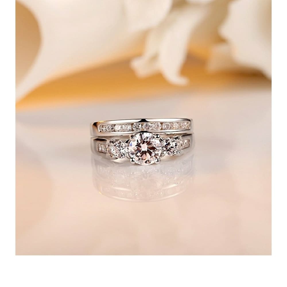 Engagement Sterling Silver Ring Set - Thumbnail 3