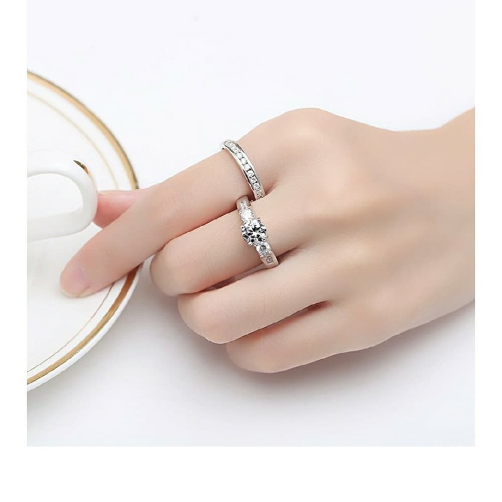 Engagement Sterling Silver Ring Set - Thumbnail 7