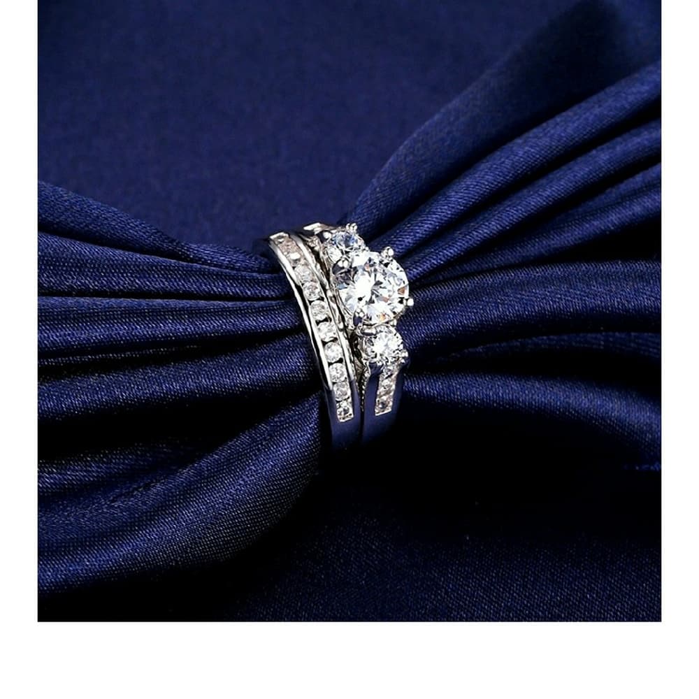 Engagement Sterling Silver Ring Set - Thumbnail 2