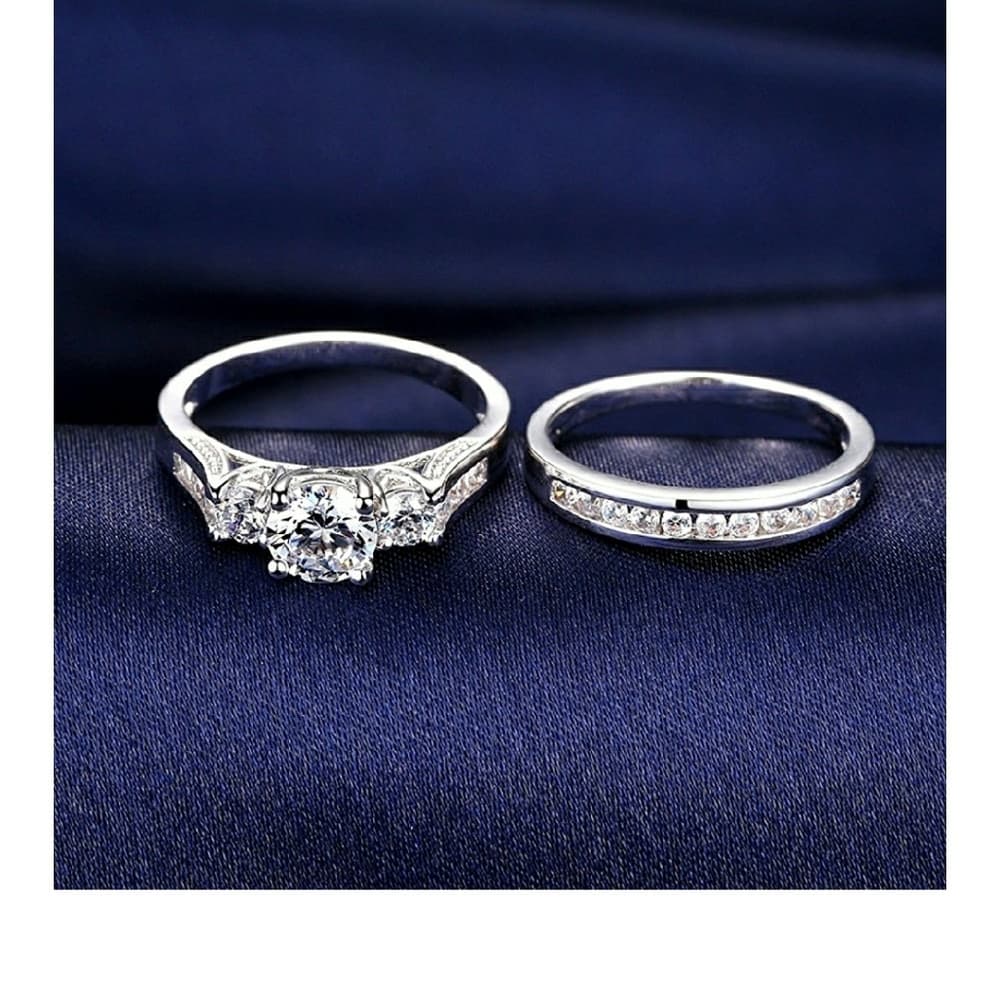 Engagement Sterling Silver Ring Set - Thumbnail 5