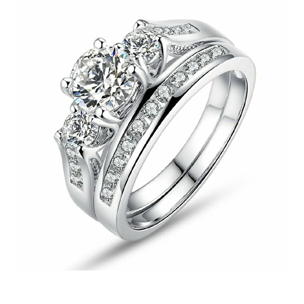Engagement Sterling Silver Ring Set - Thumbnail 8