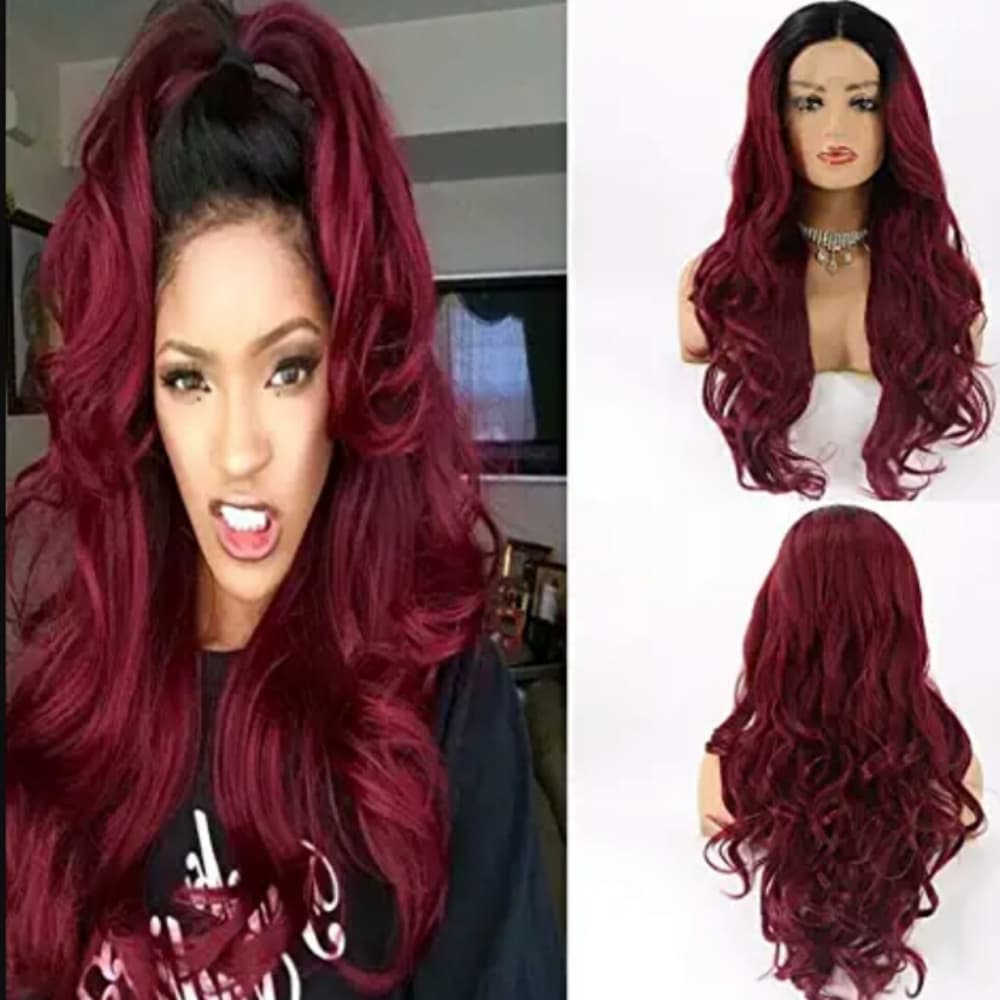 Ombre Dark Red Beauty Lace Front Wig